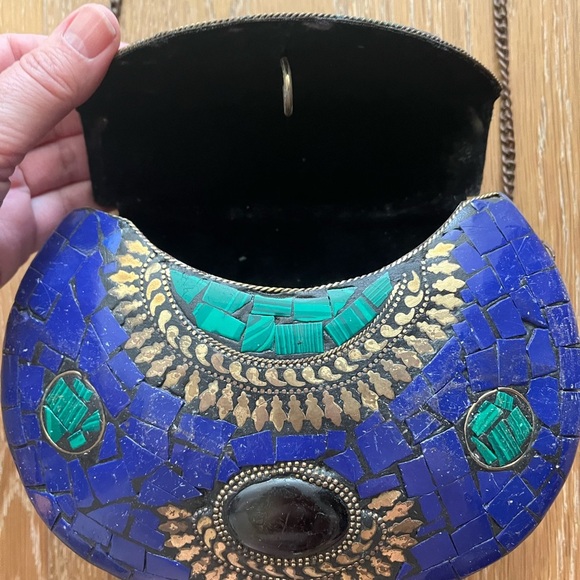 Chic Blue Mosaic Crossbody Bag - Picture 3 of 9